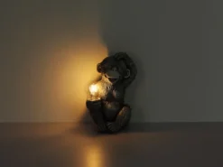 2er Set LED Deko Solarleuchten Affenlampen aus Kunststoff Grau, Höhe 27,5cm