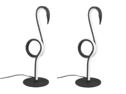 2er SET LED Deko Tischlampen Schwarz mit Schnurschalter, Höhe 35cm