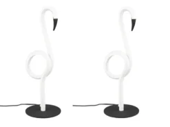 2er SET LED Deko Tischlampen Weiß mit Schnurschalter, Höhe 35cm