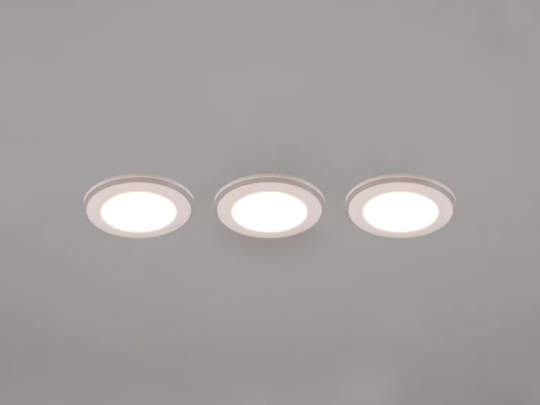 3er SET LED Einbaustrahler ARGUS Weiß mit Fernbedienung dimmbar & RGBW, Ø 8cm