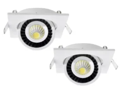 2er SET LED Einbaustrahler Weiß eckig mit schwenkbarem Spot - 8,5cm