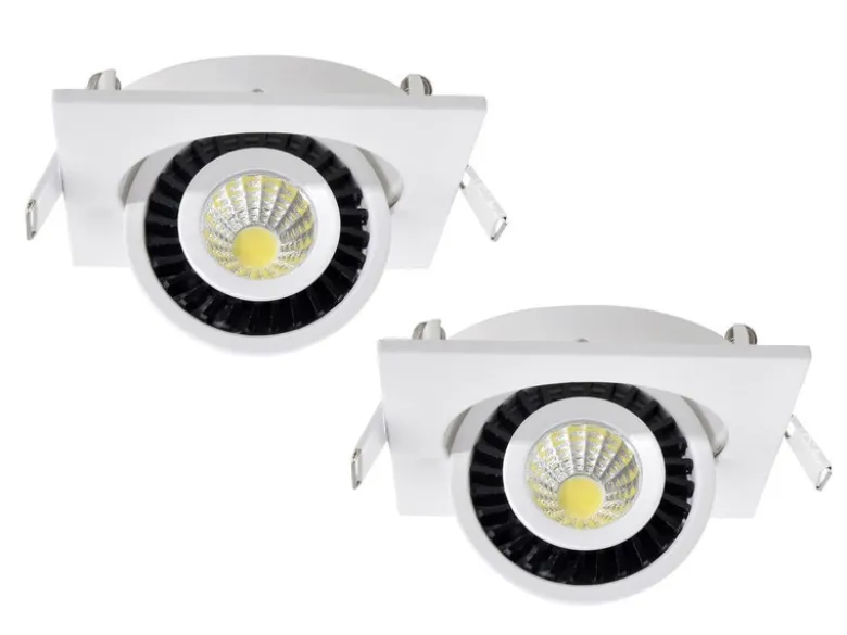 2er SET LED Einbaustrahler Weiß eckig mit schwenkbarem Spot - 8,5cm