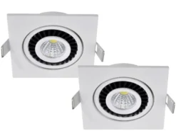 2er SET LED Einbaustrahler Weiß eckig mit schwenkbarem Spot - 8,5cm