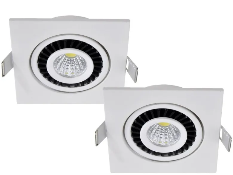 2er SET LED Einbaustrahler Weiß eckig mit schwenkbarem Spot - 8,5cm