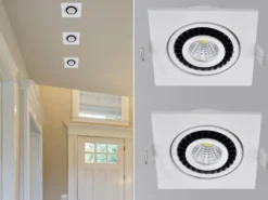 2er SET LED Einbaustrahler Weiß eckig mit schwenkbarem Spot - 8,5cm