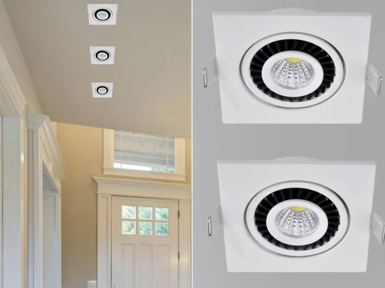 2er SET LED Einbaustrahler Weiß eckig mit schwenkbarem Spot - 8,5cm