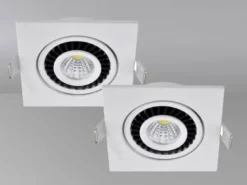 2er SET LED Einbaustrahler Weiß eckig mit schwenkbarem Spot - 8,5cm