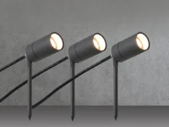3er SET LED Gartenstrahler mit Erdspieß & 2 Meter Anschlusskabel Ø 5cm
