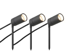 3er SET LED Gartenstrahler mit Erdspieß & 2 Meter Anschlusskabel Ø 5cm