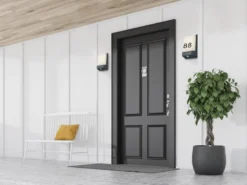 2er Set LED Hausnummernleuchten mit Dämmerungssensor, Anthrazit
