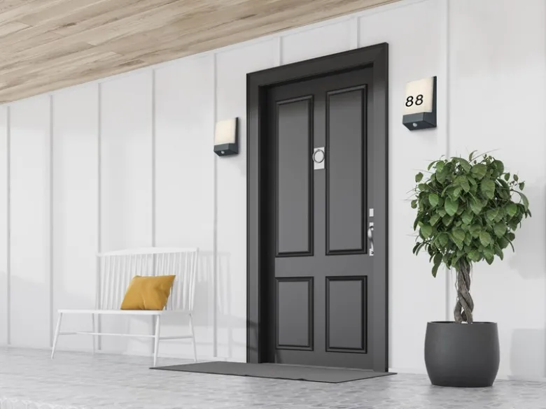 2er Set LED Hausnummernleuchten mit Dämmerungssensor, Anthrazit