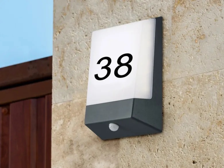 2er Set LED Hausnummernleuchten mit Dämmerungssensor, Anthrazit