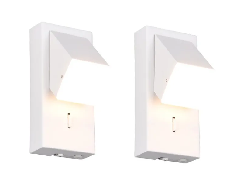 2er SET LED Innen Wandleuchten schwenkbar mit Schalter, Weiß, Höhe 15cm