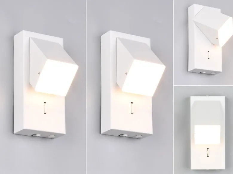 2er SET LED Innen Wandleuchten schwenkbar mit Schalter, Weiß, Höhe 15cm