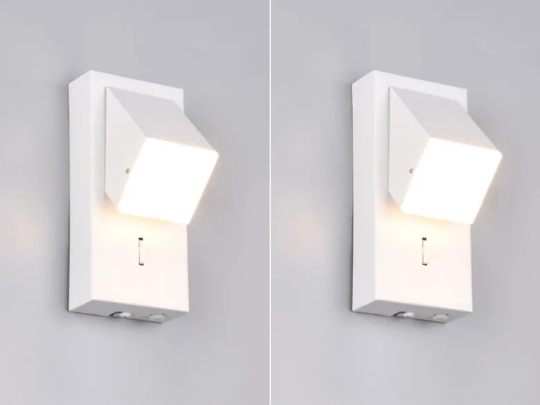 2er SET LED Innen Wandleuchten schwenkbar mit Schalter, Weiß, Höhe 15cm