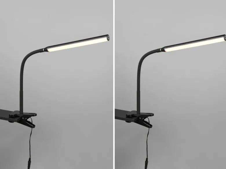 2er SET LED Klemmlampen Schwarz dimmbar & 3 Lichtfarben, Höhe 38-69cm