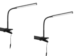 2er SET LED Klemmlampen Schwarz dimmbar & 3 Lichtfarben, Höhe 38-69cm