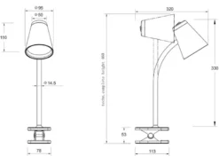 2er SET LED Klemmleuchten Beige flexibel biegsam, Höhe 33cm