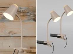 2er SET LED Klemmleuchten Beige flexibel biegsam, Höhe 33cm