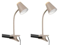 2er SET LED Klemmleuchten Beige flexibel biegsam, Höhe 33cm