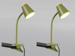 2er SET LED Klemmleuchten Grün flexibel biegsam, Höhe 33cm