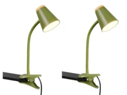 2er SET LED Klemmleuchten Grün flexibel biegsam, Höhe 33cm