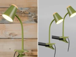 2er SET LED Klemmleuchten Grün flexibel biegsam, Höhe 33cm