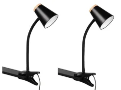 2er SET LED Klemmleuchten Schwarz flexibel biegsam, Höhe 33cm