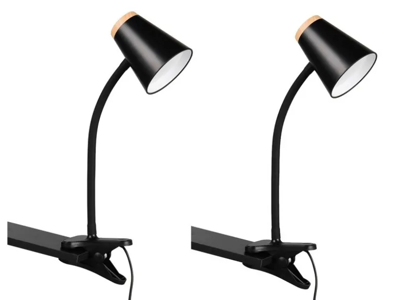 2er SET LED Klemmleuchten Schwarz flexibel biegsam, Höhe 33cm