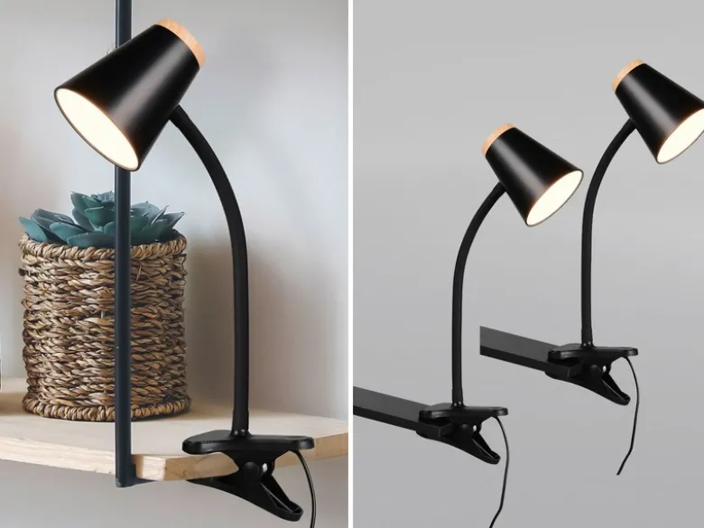 2er SET LED Klemmleuchten Schwarz flexibel biegsam, Höhe 33cm