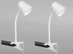 2er SET LED Klemmleuchten Weiß flexibel biegsam, Höhe 33cm