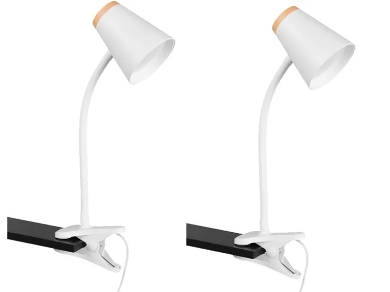 2er SET LED Klemmleuchten Weiß flexibel biegsam, Höhe 33cm