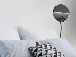 2er SET LED Leselampen Schwarz mit Schalter & Stecker, Ø 16cm