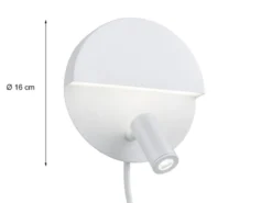 2er SET LED Leselampen Weiß mit Schalter & Stecker, Ø 16cm