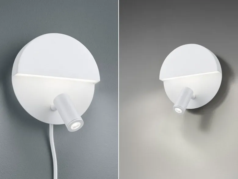 2er SET LED Leselampen Weiß mit Schalter & Stecker, Ø 16cm
