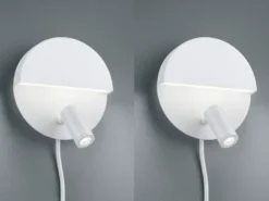 2er SET LED Leselampen Weiß mit Schalter & Stecker, Ø 16cm