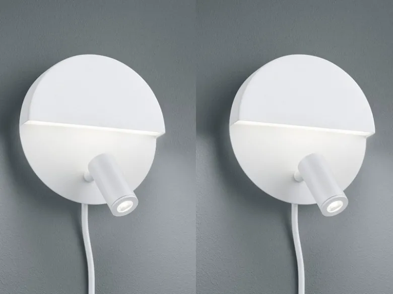 2er SET LED Leselampen Weiß mit Schalter & Stecker, Ø 16cm