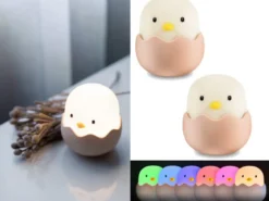 2er Set LED Nachtlichter, per USB aufladbar, dimmbar, 7 Lichtfarben - Höhe 12cm