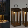 2er Set LED Outdoor Laternen per USB aufladbar für Boden & Tisch, Rost Höhe 42cm