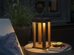 2er Set LED Outdoor Laternen per USB aufladbar für Boden & Tisch, Rost Höhe 42cm