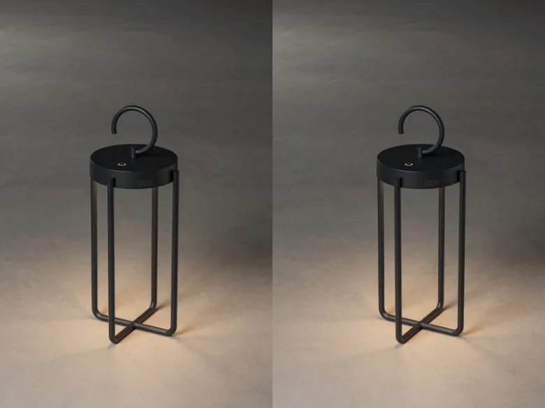 2er Set LED Outdoor Laternen USB aufladbar für Boden & Tisch, Schwarz Höhe 39cm