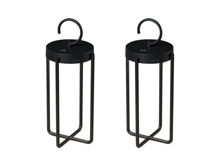 2er Set LED Outdoor Laternen USB aufladbar für Boden & Tisch, Schwarz Höhe 39cm