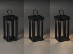 2er Set LED Outdoor Laternen USB aufladbar für Boden & Tisch, Schwarz Höhe 42cm