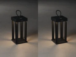 2er Set LED Outdoor Laternen USB aufladbar für Boden & Tisch, Schwarz Höhe 42cm