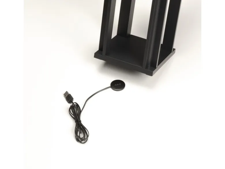 2er Set LED Outdoor Laternen USB aufladbar für Boden & Tisch, Schwarz Höhe 42cm
