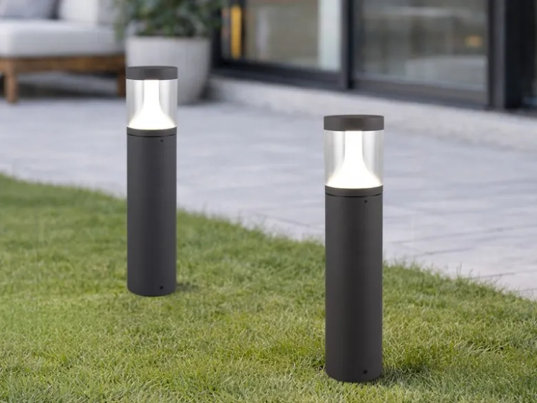2er Set LED Pollerleuchten Anthrazit zur Reihenschaltung geeignet, Höhe 50cm