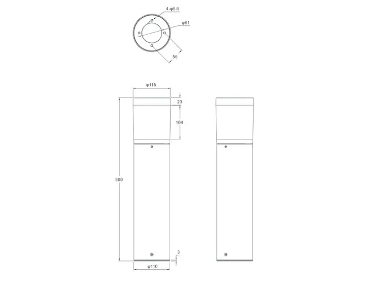 2er Set LED Pollerleuchten Anthrazit zur Reihenschaltung geeignet, Höhe 50cm