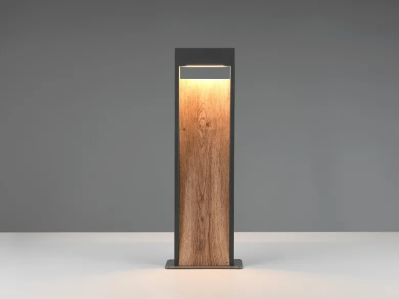 2er Set LED Pollerleuchten in Anthrazit & Holzoptik, Höhe 60cm