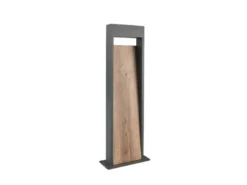 2er Set LED Pollerleuchten in Anthrazit & Holzoptik, Höhe 60cm