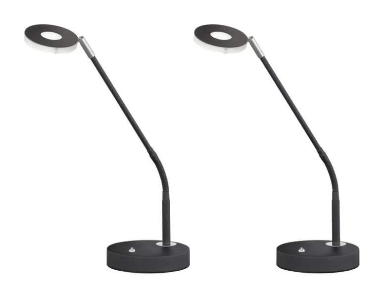 2er SET LED Schreibtischlampen Schwarz mit Dimmer, Höhe 60cm